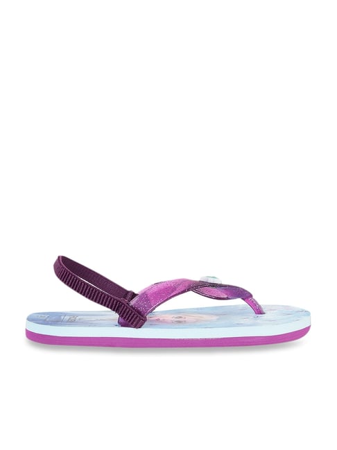 Fame Forever by Lifestyle Kids Frozen Print Purple & Blue Back Strap Flip Flops