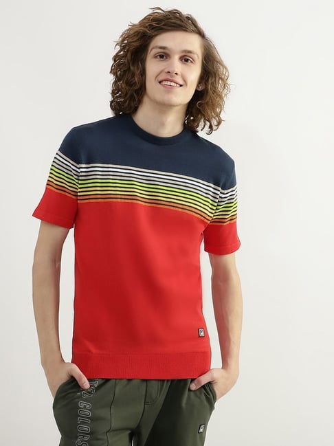 United Colors of Benetton Multi Cotton Regular Fit Striped T-Shirt