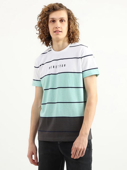 Buy United Colors of Benetton Multi Cotton Regular Fit Striped T Shirts for Mens Online Tata CLiQ