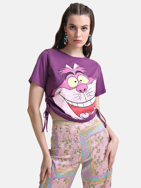 Kazo Cheshire Cat Printed Graphic Crop T-Shirt-picture-47