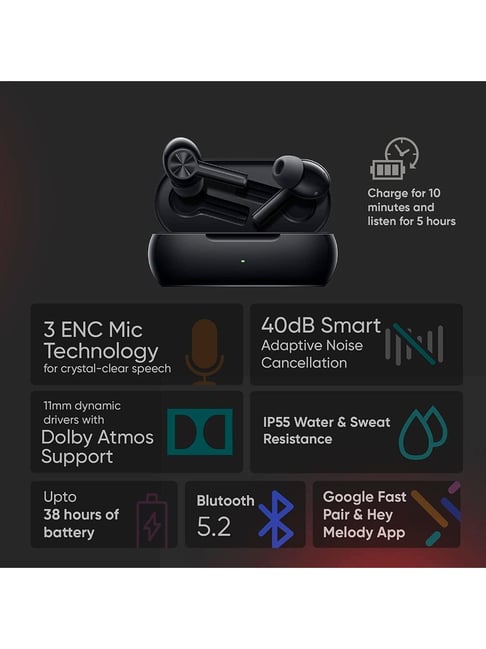 Buy OnePlus Buds Z2 Bluetooth Wireless Earbuds (Obsidian Black) Online ...