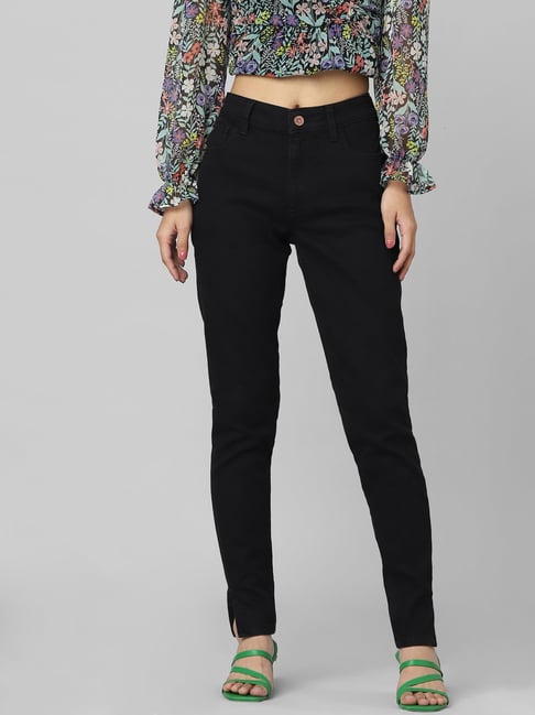 Only Black Cotton Skinny Fit Mid Rise Jeans