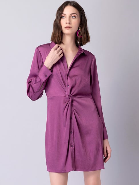 FabAlley Purple Regular Fit Shirt Dress Price in India