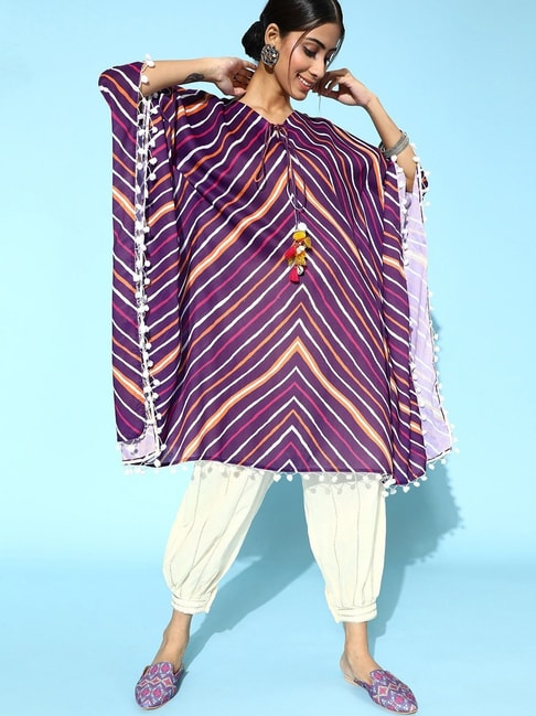 KSUT Purple & Off-White Printed Kaftan Pant Set Price in India