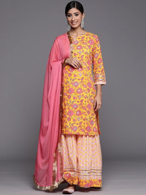 Pink Woven Design Georgette Dress Material with Dupatta