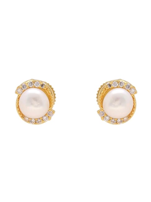 Bi-Color Pearl & Diamond Earrings (Yellow Gold) — Shreve, Crump & Low