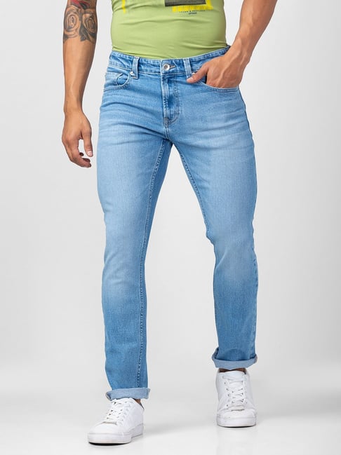 Spykar Light Blue Cotton Regular Fit Jeans-picture-32