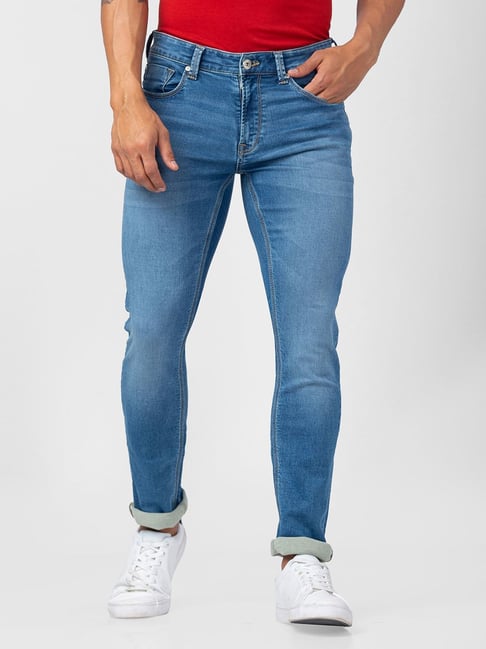 Spykar Light Blue Cotton Regular Fit Jeans-picture-17