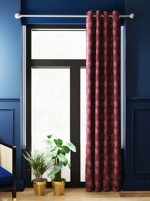 Bianca ANTELLIA GLITTER Maroon Polyester 9 Ft. Long Door Curtain-picture-39