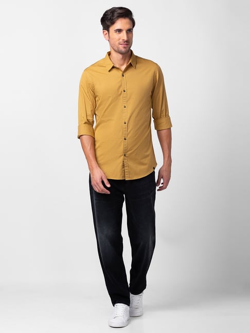 HETVI COLLECTION Men Solid Formal Yellow Shirt  Buy HETVI COLLECTION Men  Solid Formal Yellow Shirt Online at Best Prices in India  Flipkartcom