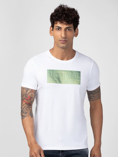 spykar white t shirt