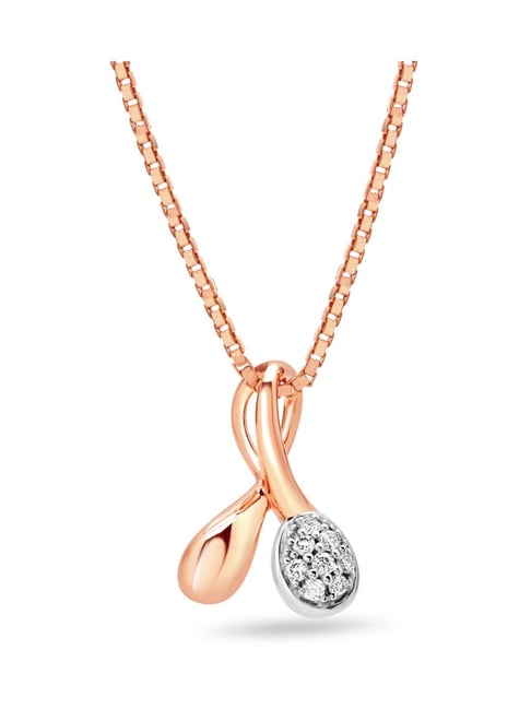 Mia by Tanishq 14 KT Rose and White Gold Sublime Love Diamond Pendant