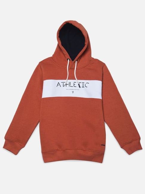 Crimsoune Club Kids Rust & White Color Block Full Sleeves Sweatshirt-picture-15