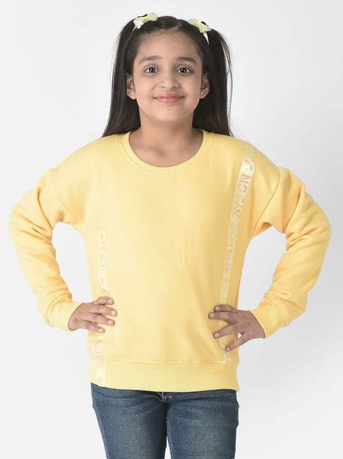 Crimsoune Club Kids Yellow Printed Full Sleeves Sweatshirt