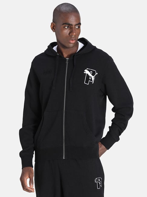 Puma Black Cotton Regular Fit Printed Hooded Jacket-picture-19