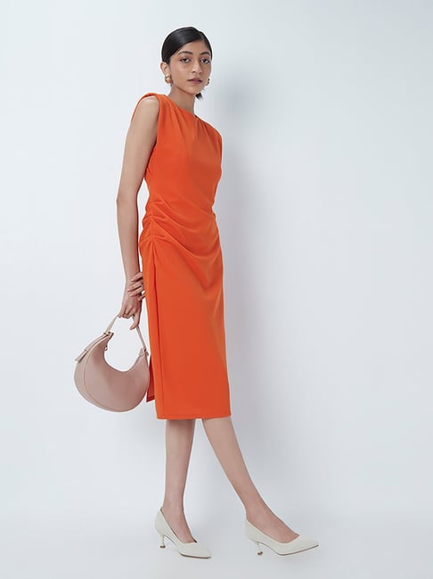 Wardrobe by Westside Orange Midi Dress Price in India
