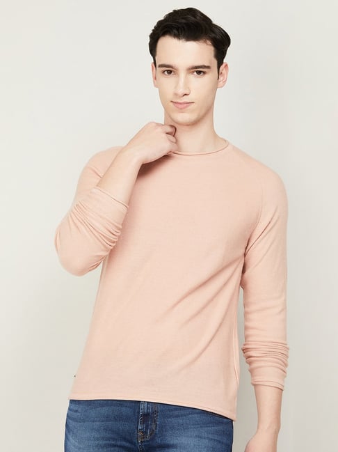 Gant Multi Color Texture Round Neck Sweater Pink