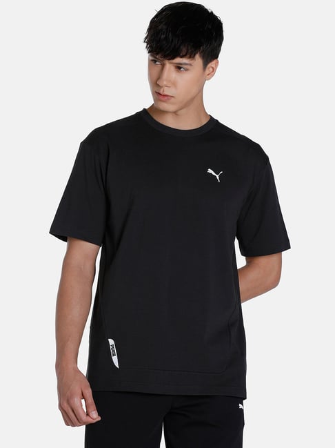 Buy Puma Black Cotton Relaxed Fit T-Shirt for Mens Online @ Tata CLiQ