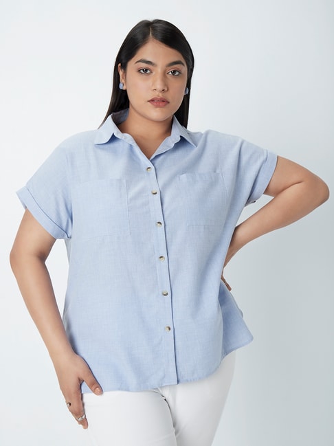 Gia Curves by Westside Blue Melange Shirt Price in India