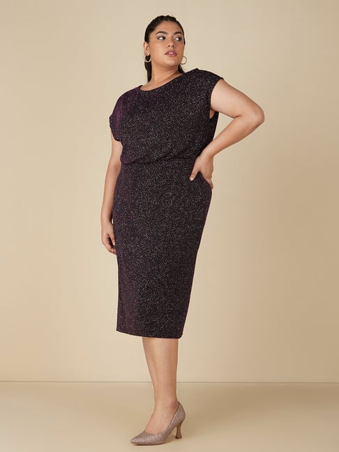 Gia Curves by Westside Black Shimmer Detailed Dress Price in India