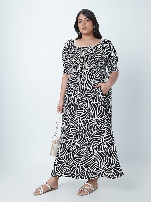 Gia Curves by Westside Black Abstract-Patterned Dress Price in India