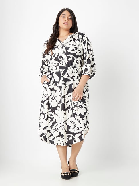Gia Curves by Westside Off-White Abstract Print Dress Price in India