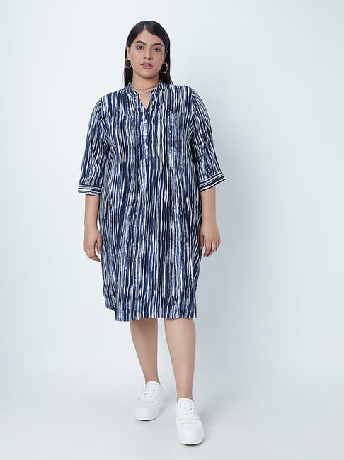 Gia Curves by Westside Indigo Striped Dress Price in India