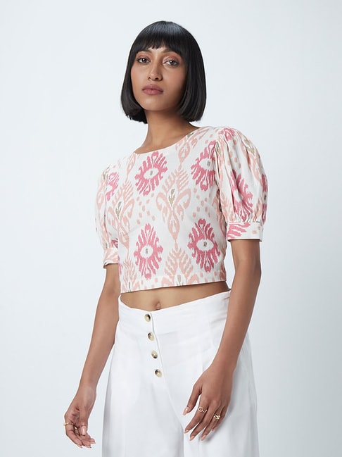 Bombay Paisley by Westside White Printed Crop Top Price in India