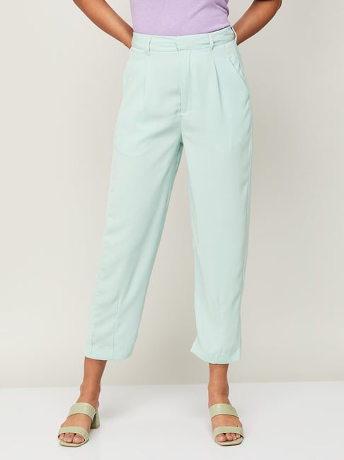 Buy Women Khaki Solid Formal Regular Fit Trousers Online - 786010 | Van  Heusen