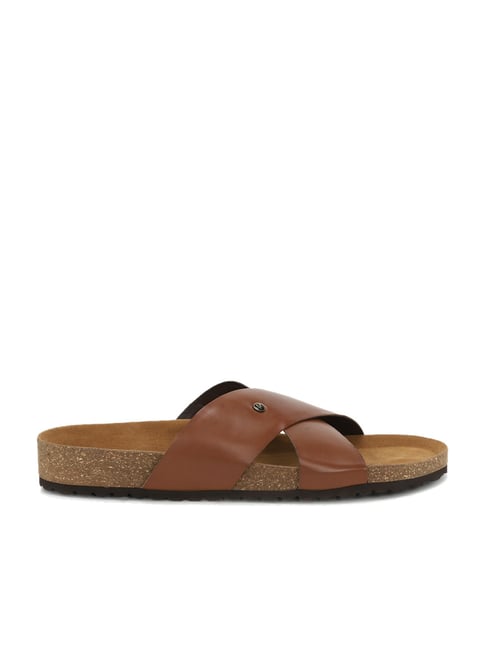 Buy Van Heusen Men s Brown Cross Strap Sandals for Men at Best