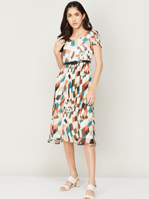 Code by Lifestyle Multicolored Printed A-Line Dress Price in India