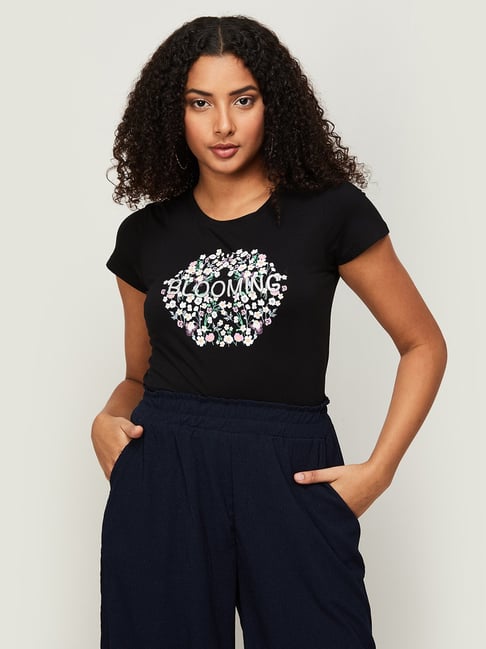 Fame Forever by Lifestyle Black Printed Top