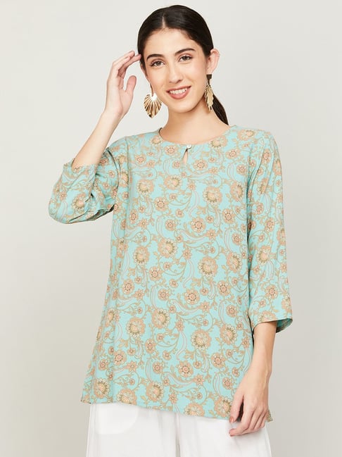 Melange by Lifestyle Blue Floral Print Tunic