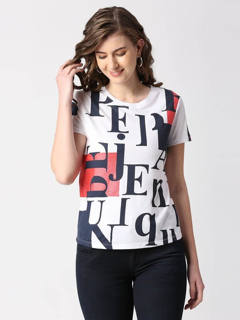 Pepe Jeans White Printed T-Shirt