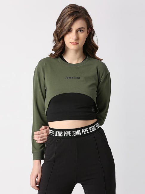Pepe Jeans Green Crop Sweatshirt-picture-19