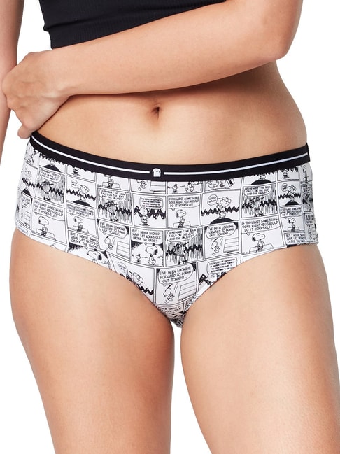 The Souled Store White Peanuts: Comic Strip Printed Hipster Panty Price in India