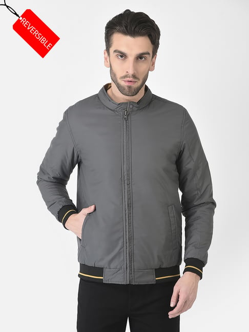 Crimsoune Club Mustard & Grey Regular Fit Reversible Jacket-image-38