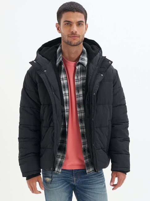 Buy American Eagle Outfitters Black Regular Fit Hooded Jackets for Mens Online Tata CLiQ