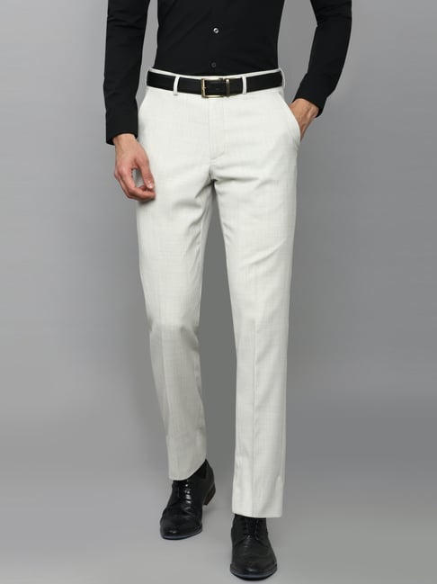 LOUIS PHILIPPE Men Textured Slim Tapered Fit Formal Trousers