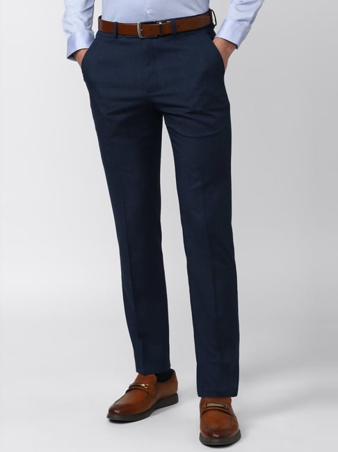 Buy Men Navy Solid Ultra Slim Fit Formal Trousers Online  776372  Peter  England