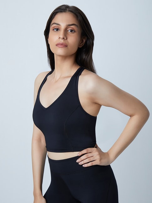 Wunderlove by Westside Black Padded Racerback Sports Bra Price in India,  Full Specifications & Offers