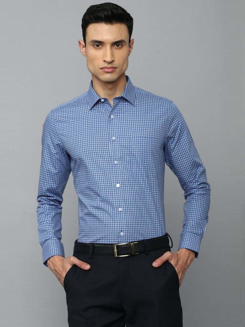 Buy Louis Philippe Blue Cotton Slim Fit Checks Shirts for Mens Online @  Tata CLiQ