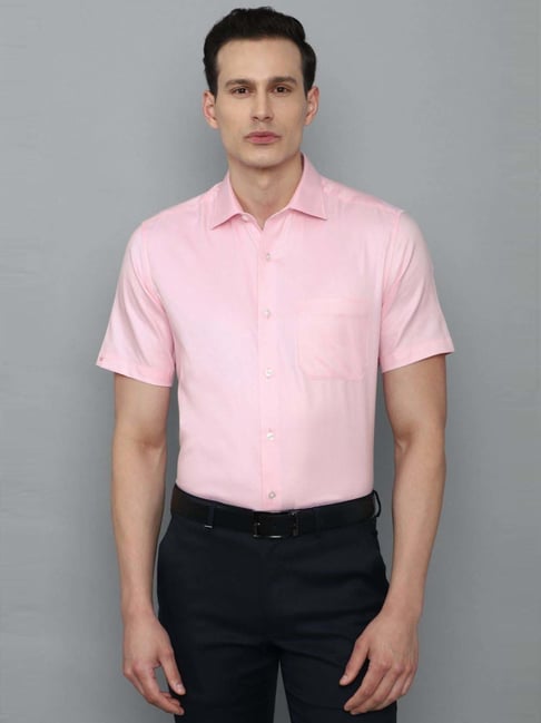 Louis Philippe Pink Cotton Regular Fit Texture Shirt-picture-11