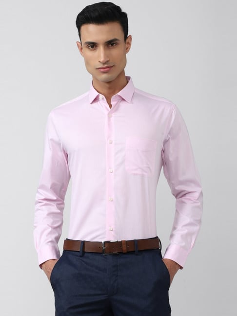 Peter England Elite Pink Cotton Regular Fit Shirt