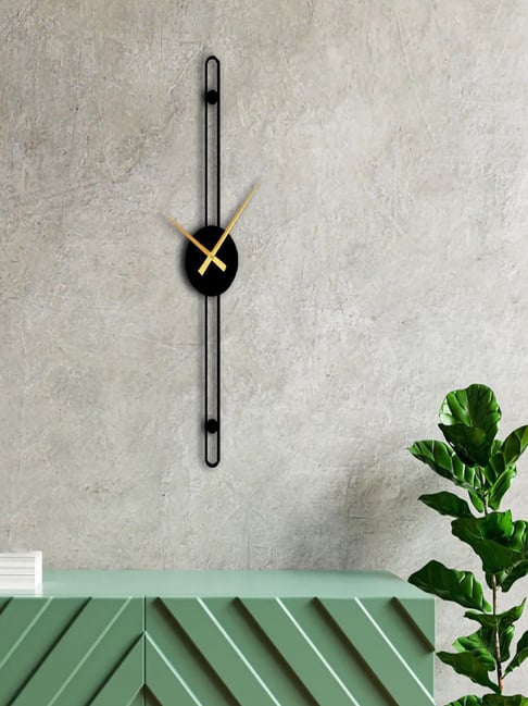 The Artment Black Mild Steel Nordic Minimalist Needle Wall Clock