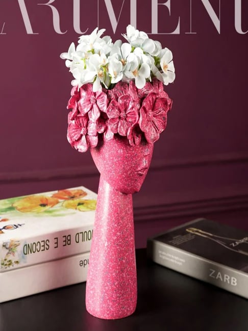 The Artment Fushia Resin Surreal Faces Table Planter