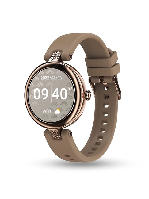 Pebble Venus Bluetooth Calling Female Health Tracking and Multiple Sports Smartwatch - Tan Gold