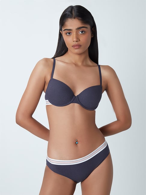 Superstar by Westside Charcoal Ribbed Padded Bra Price in India