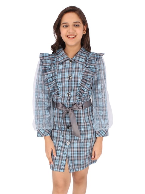 Buy Girls Blue Front Button Denim Shirt Dress Online at Sassafras