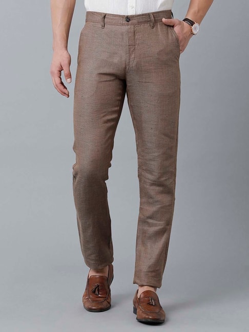 Flat Front Trousers  Navy Linen  Oliver Brown London